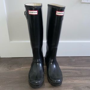 Hunter black boots. Size 9